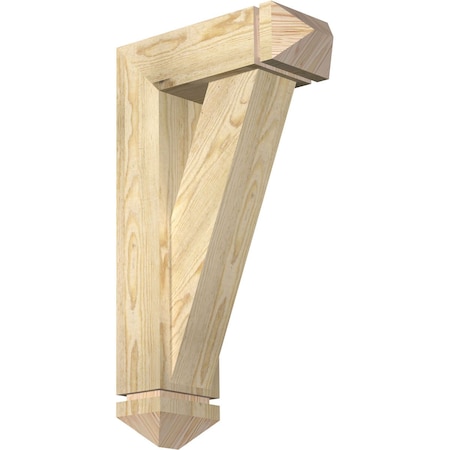 Traditional Arts And Crafts Rough Sawn Bracket W/ Offset Brace, Douglas Fir, 6W X 16D X 28H